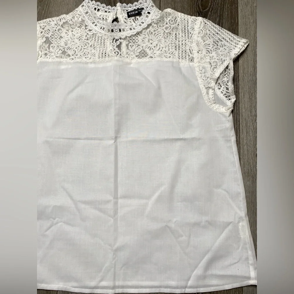 Shein White Blouse Size Large - Picture 12 of 16